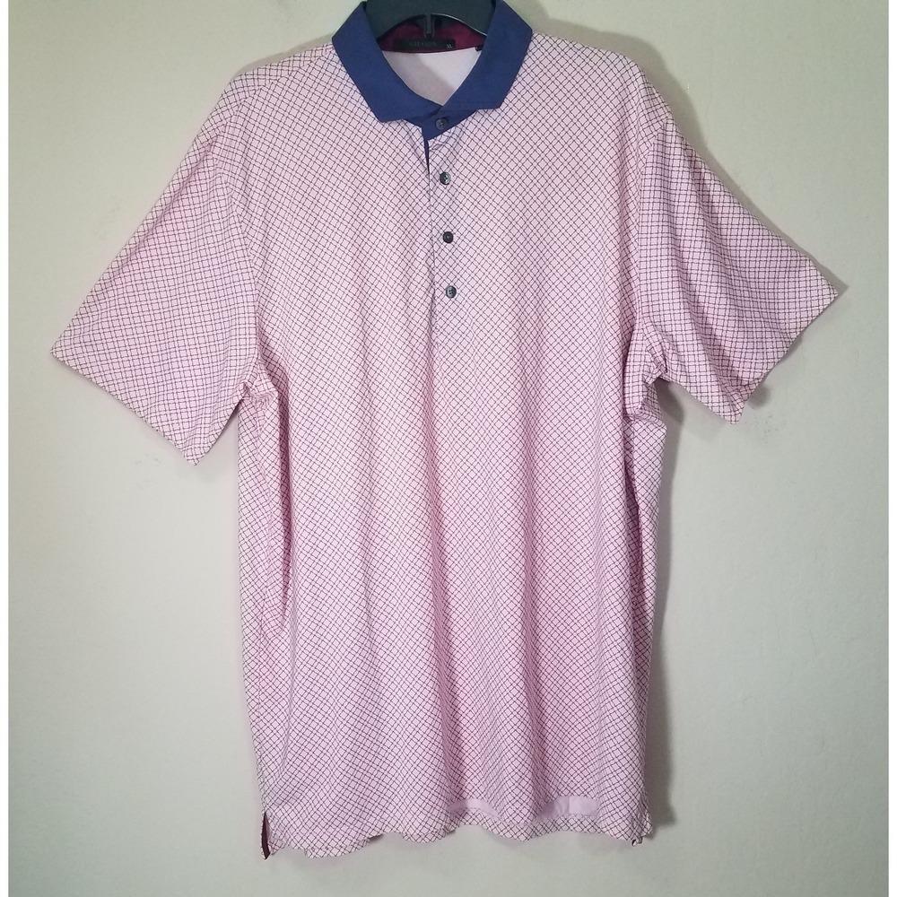 GREYSON Golf Polo Men XL Wolf Head All Over Print Performance S/S Pink Purple